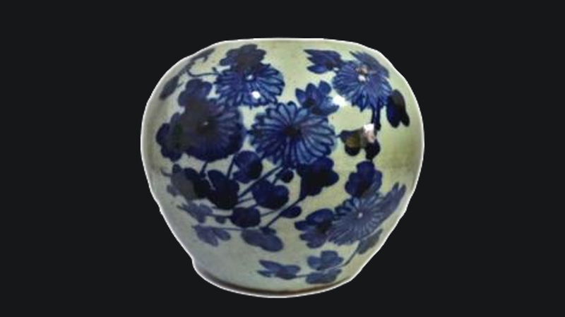 青花菊花纹瓷罐